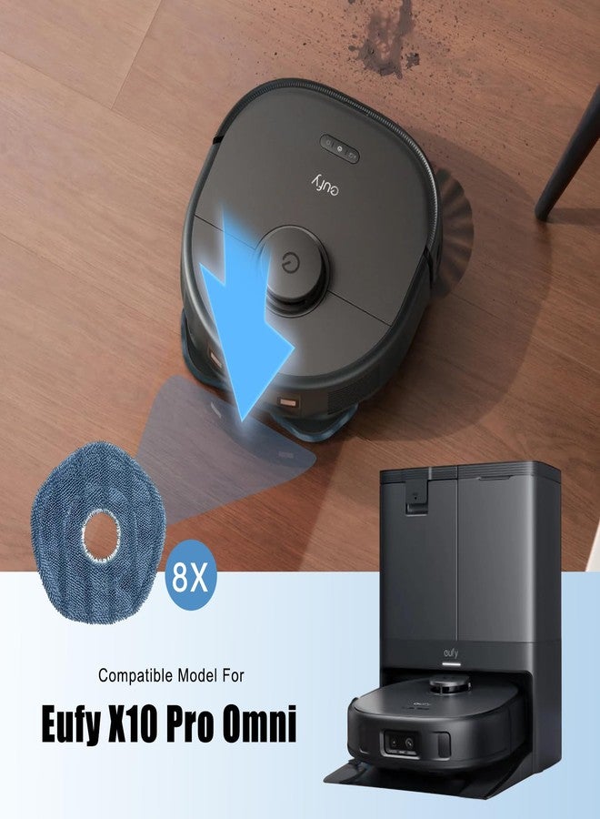 مجموعة لوزارال المكونة من 8 قطع من وسادات الممسحة X10 Pro Omni، ملحقات لـ Eufy X10 pro Omni - عبوات قماش ممسحة من الألياف الدقيقة قابلة للغسل، وسادات بديلة قابلة لإعادة الاستخدام لروبوت التنظيف X10Pro Omni - Image 3